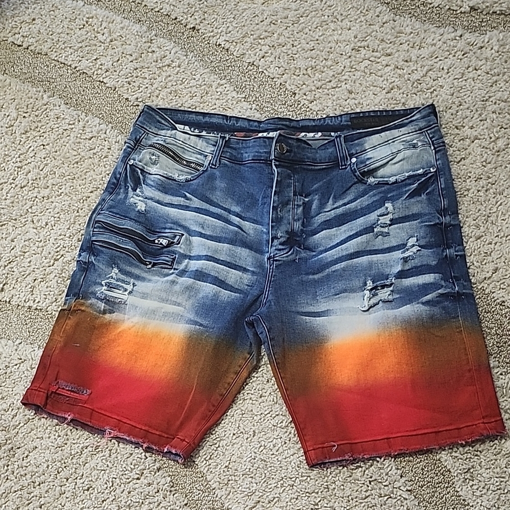 Vibrant Gradient Denim Shorts for Men